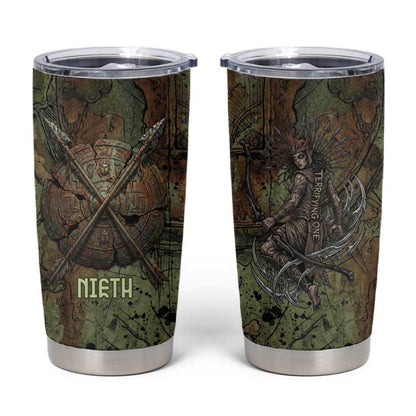 Neith Egyptian Tumbler Cup War Goddess Terrifying One Dual Spears and Shield Battle Worn