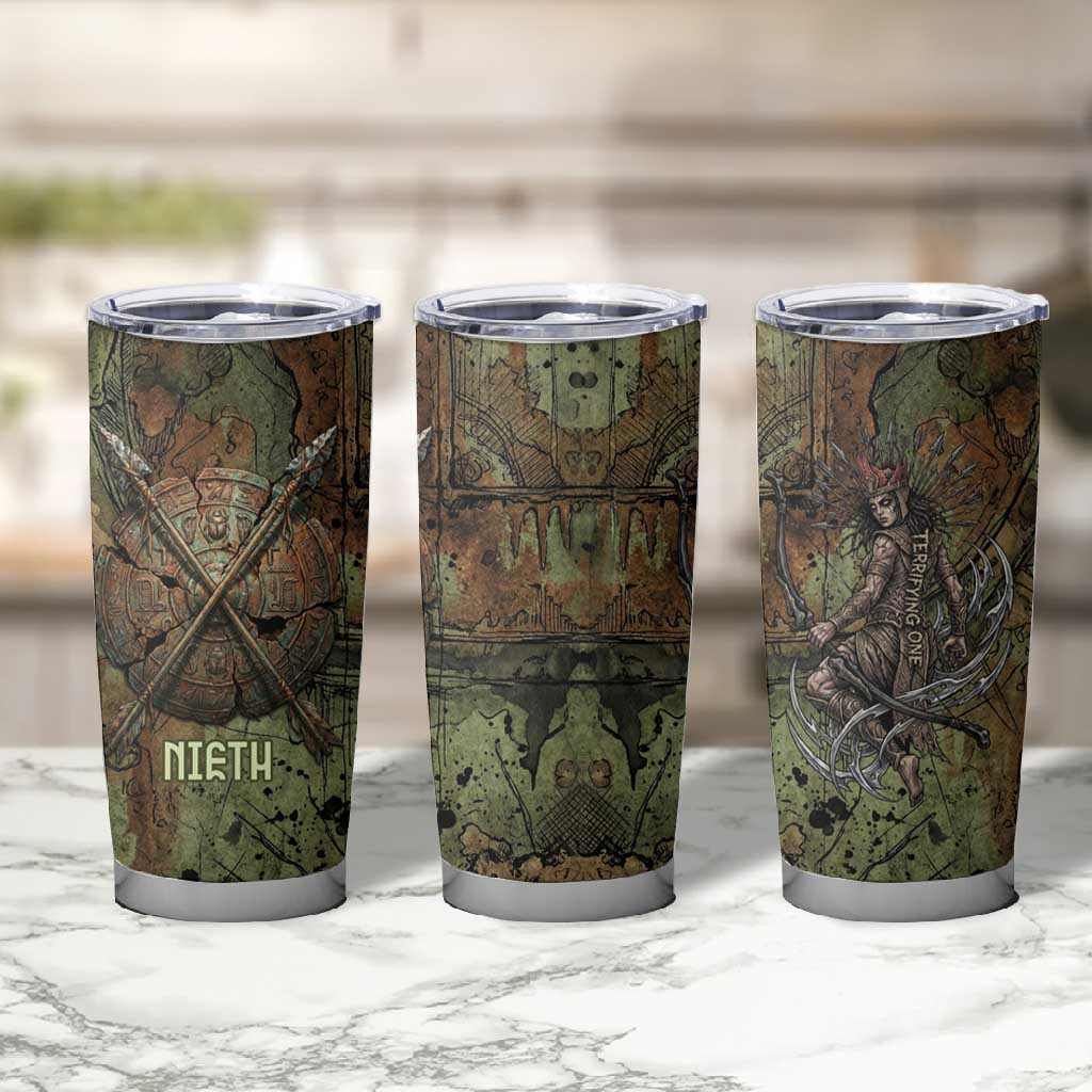 Neith Egyptian Tumbler Cup War Goddess Terrifying One Dual Spears and Shield Battle Worn