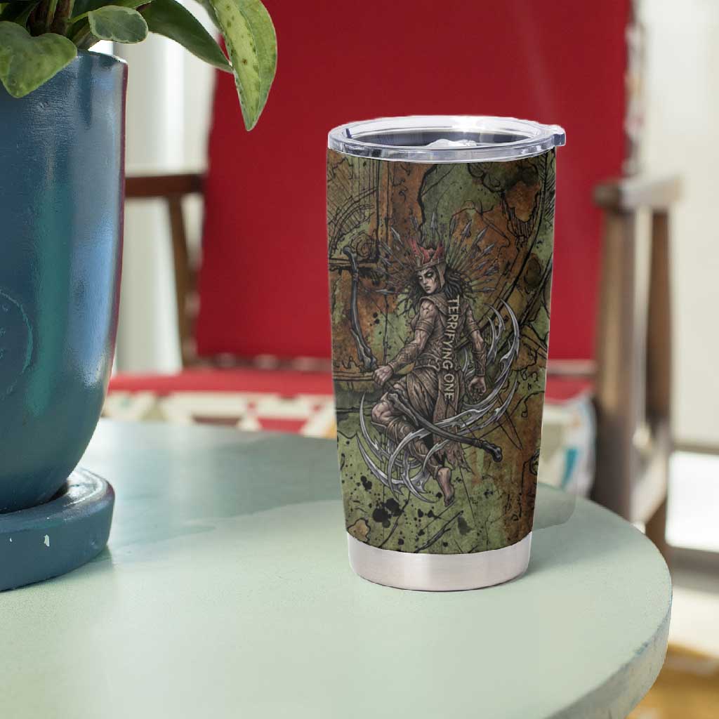 Neith Egyptian Tumbler Cup War Goddess Terrifying One Dual Spears and Shield Battle Worn