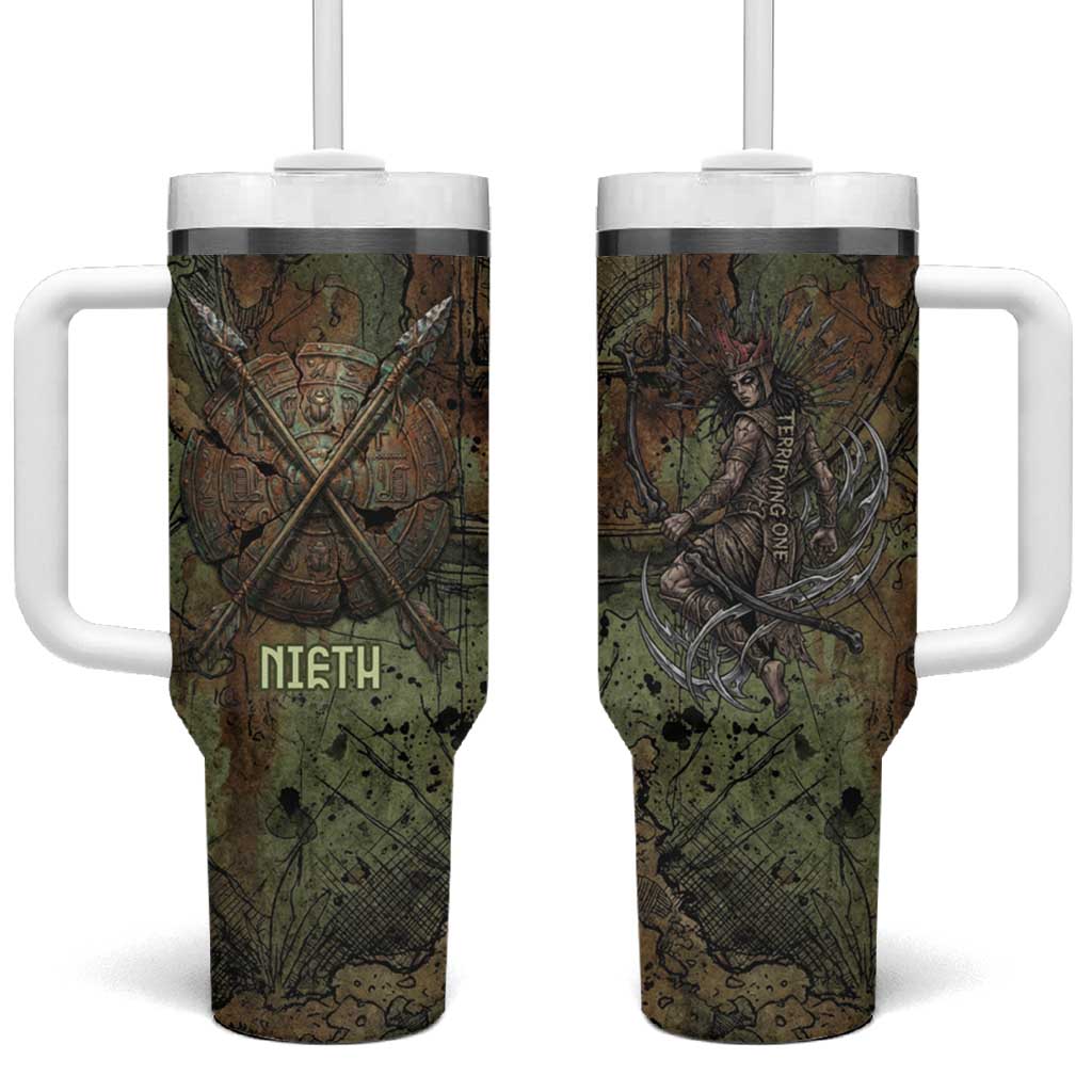 Neith Egyptian Tumbler With Handle War Goddess Terrifying One Dual Spears and Shield Battle Worn