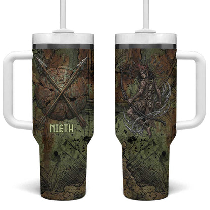 Neith Egyptian Tumbler With Handle War Goddess Terrifying One Dual Spears and Shield Battle Worn