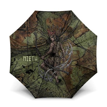 Neith Egyptian Umbrella War Goddess Terrifying One Dual Spears and Shield Battle Worn
