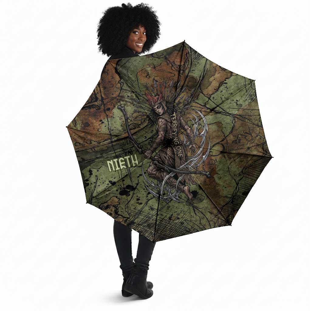 Neith Egyptian Umbrella War Goddess Terrifying One Dual Spears and Shield Battle Worn