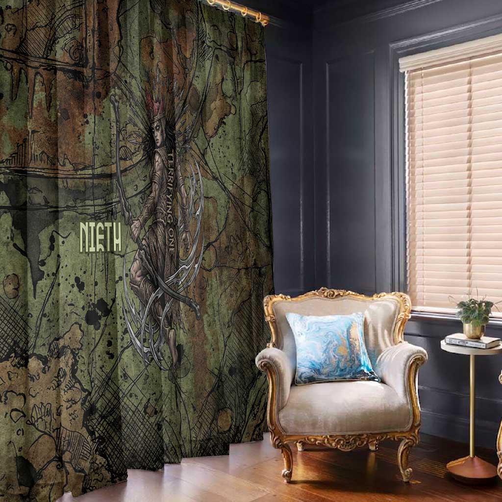 Neith Egyptian Window Curtain War Goddess Terrifying One Dual Spears and Shield Battle Worn