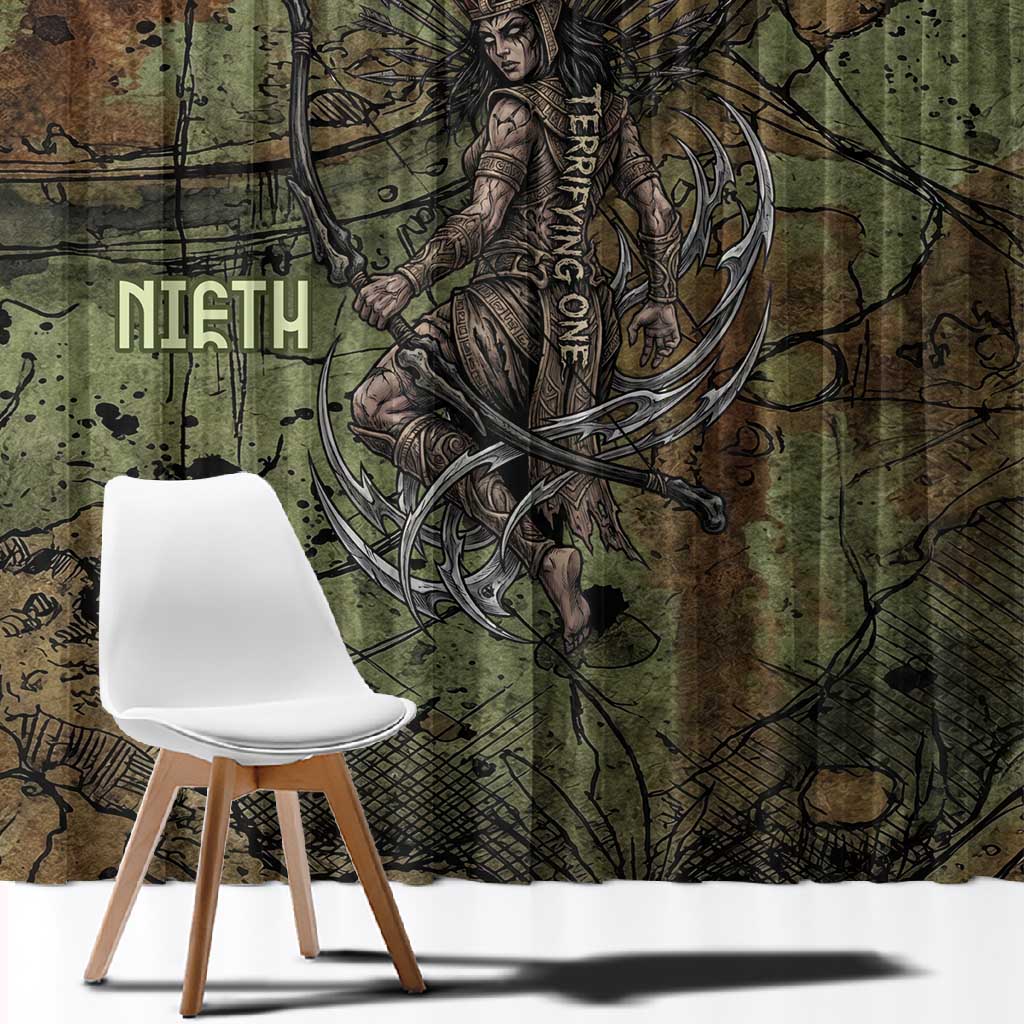 Neith Egyptian Window Curtain War Goddess Terrifying One Dual Spears and Shield Battle Worn