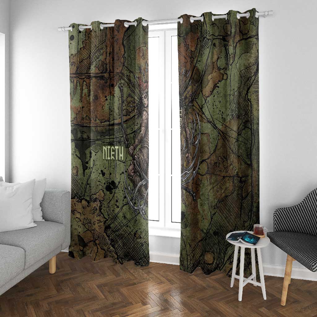 Neith Egyptian Window Curtain War Goddess Terrifying One Dual Spears and Shield Battle Worn