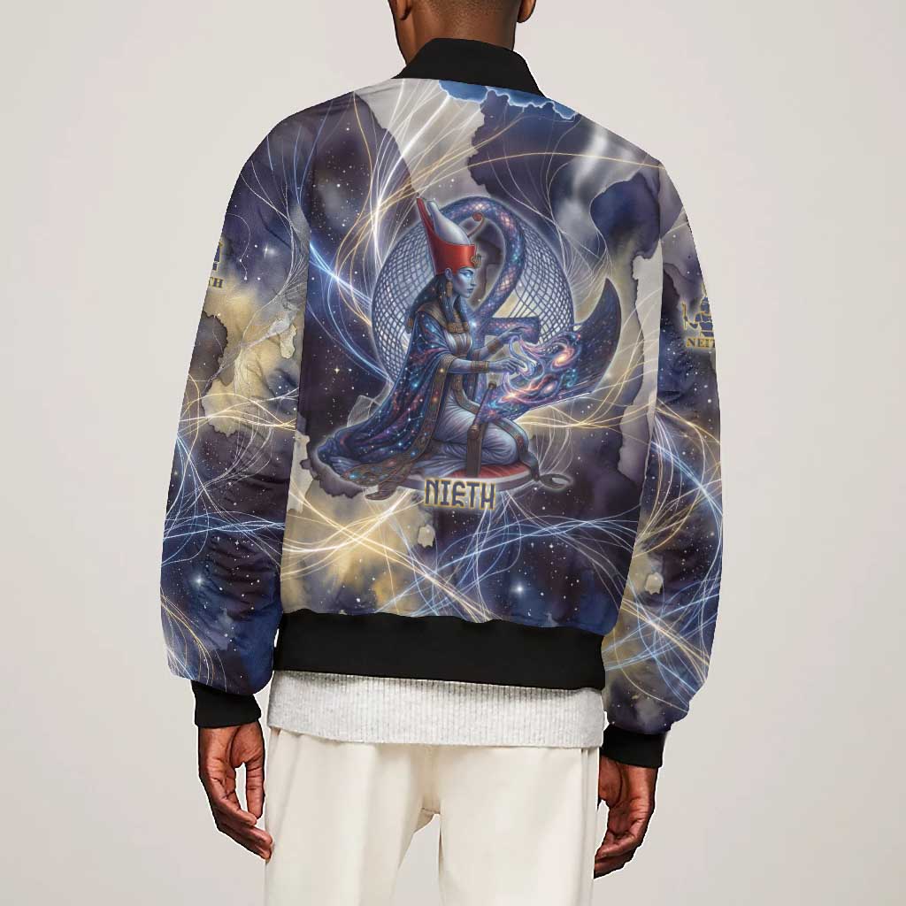 Neith Egyptian Bomber Jacket Goddess Mother of All Cosmic Threads