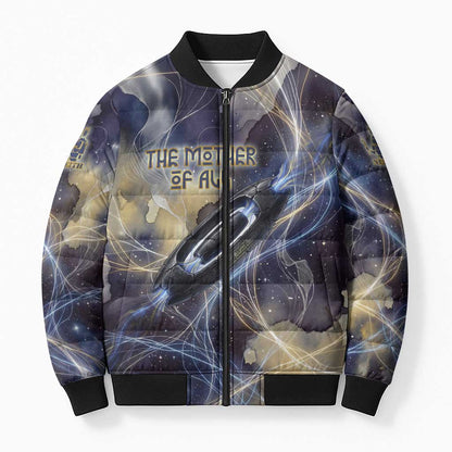 Neith Egyptian Bomber Puffer Jacket Goddess Mother of All Cosmic Threads