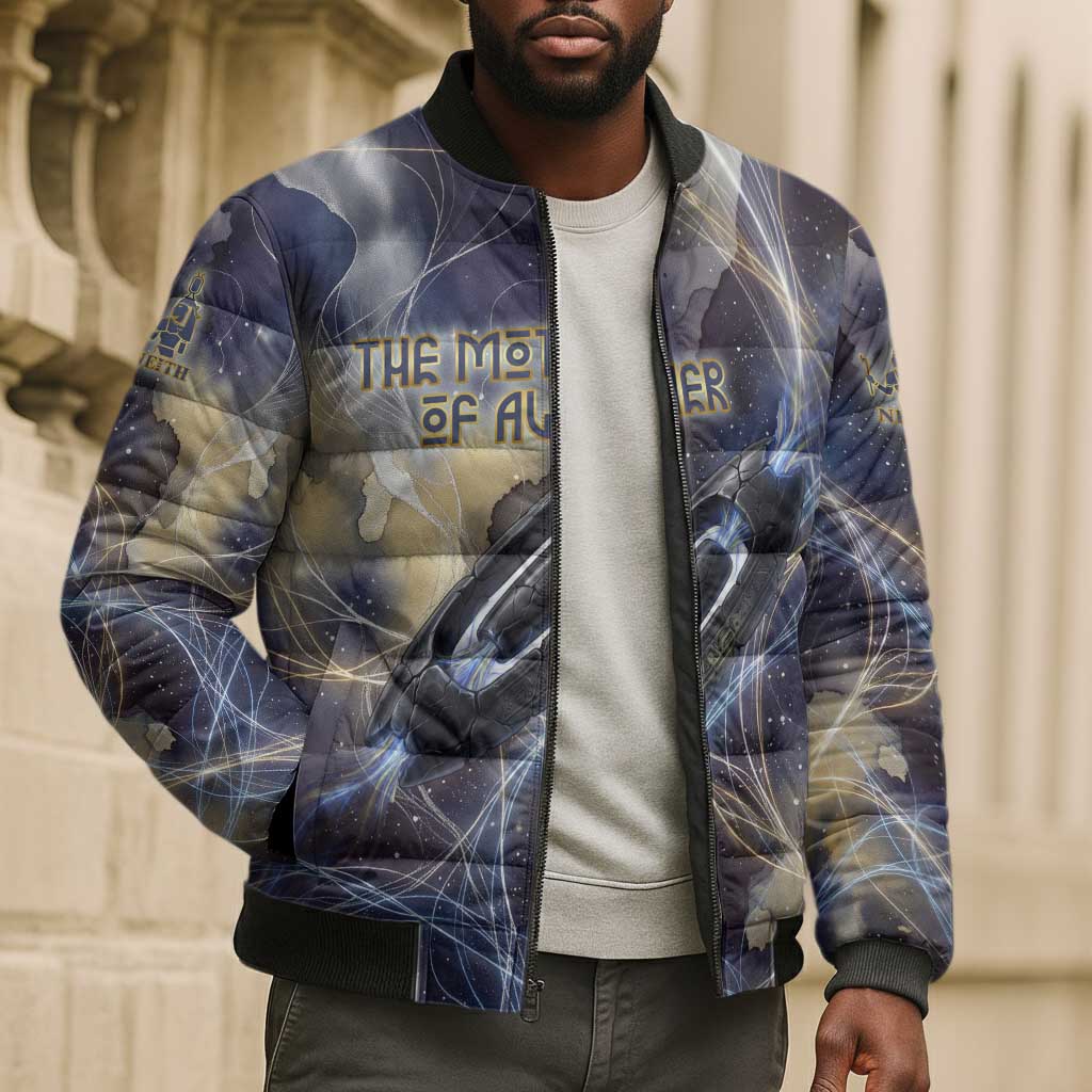 Neith Egyptian Bomber Puffer Jacket Goddess Mother of All Cosmic Threads