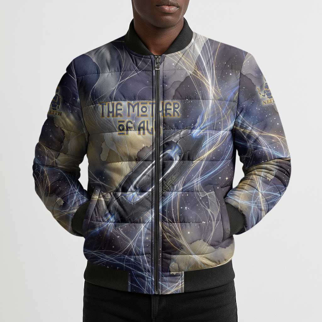 Neith Egyptian Bomber Puffer Jacket Goddess Mother of All Cosmic Threads