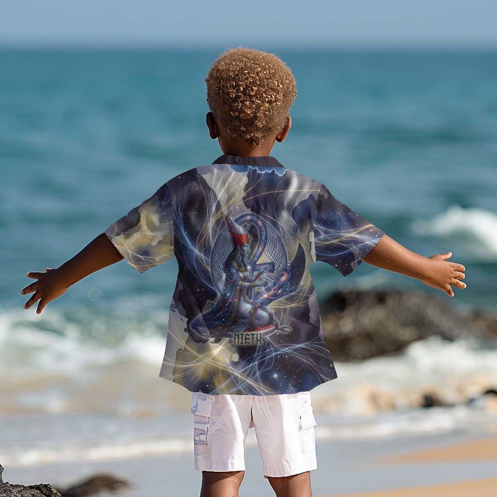Neith Egyptian Kid Hawaiian Shirt Goddess Mother of All Cosmic Threads