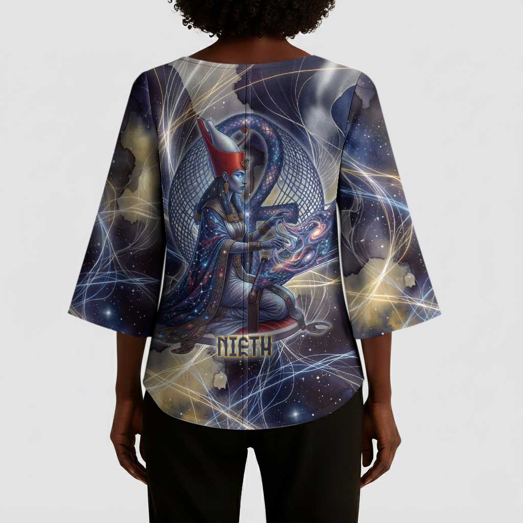 Neith Egyptian Kimono Sleeve Blouse Goddess Mother of All Cosmic Threads