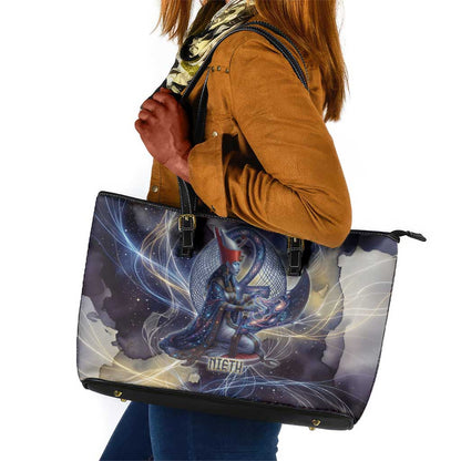 Neith Egyptian Leather Tote Bag Goddess Mother of All Cosmic Threads