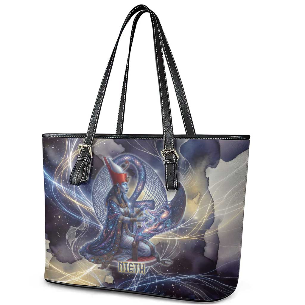 Neith Egyptian Leather Tote Bag Goddess Mother of All Cosmic Threads