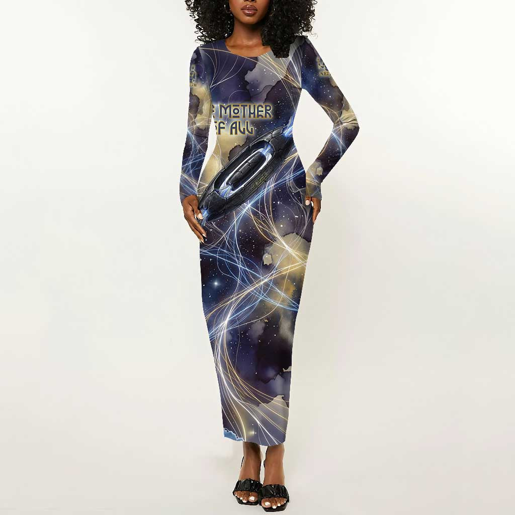 Neith Egyptian Long Sleeve Bodycon Dress Goddess Mother of All Cosmic Threads