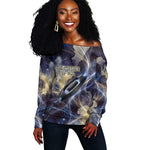 Neith Egyptian Off Shoulder Sweater Goddess Mother of All Cosmic Threads