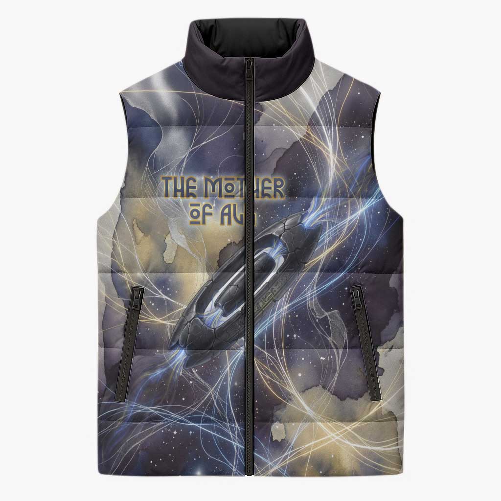 Neith Egyptian Sleeveless Puffer Jacket Goddess Mother of All Cosmic Threads