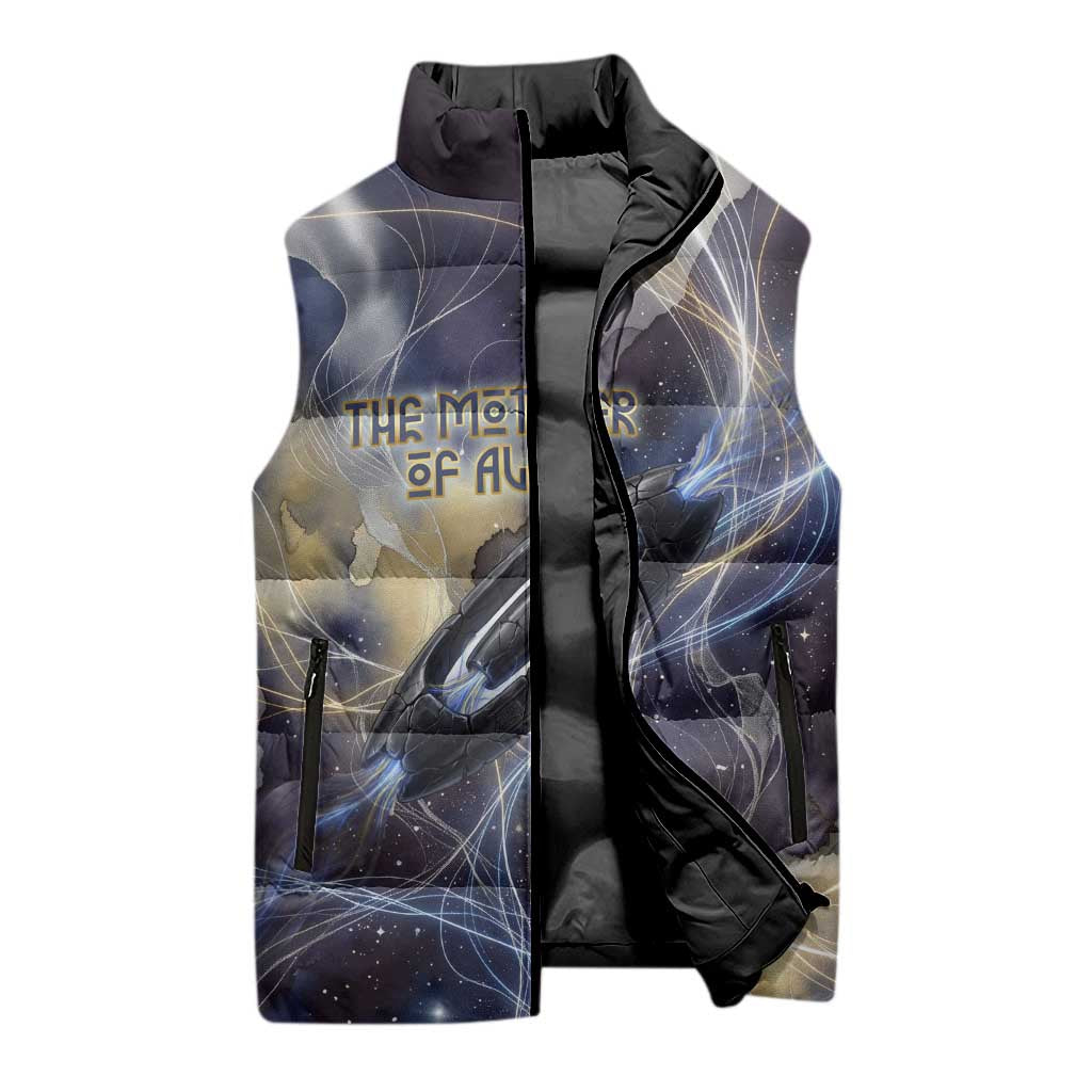 Neith Egyptian Sleeveless Puffer Jacket Goddess Mother of All Cosmic Threads