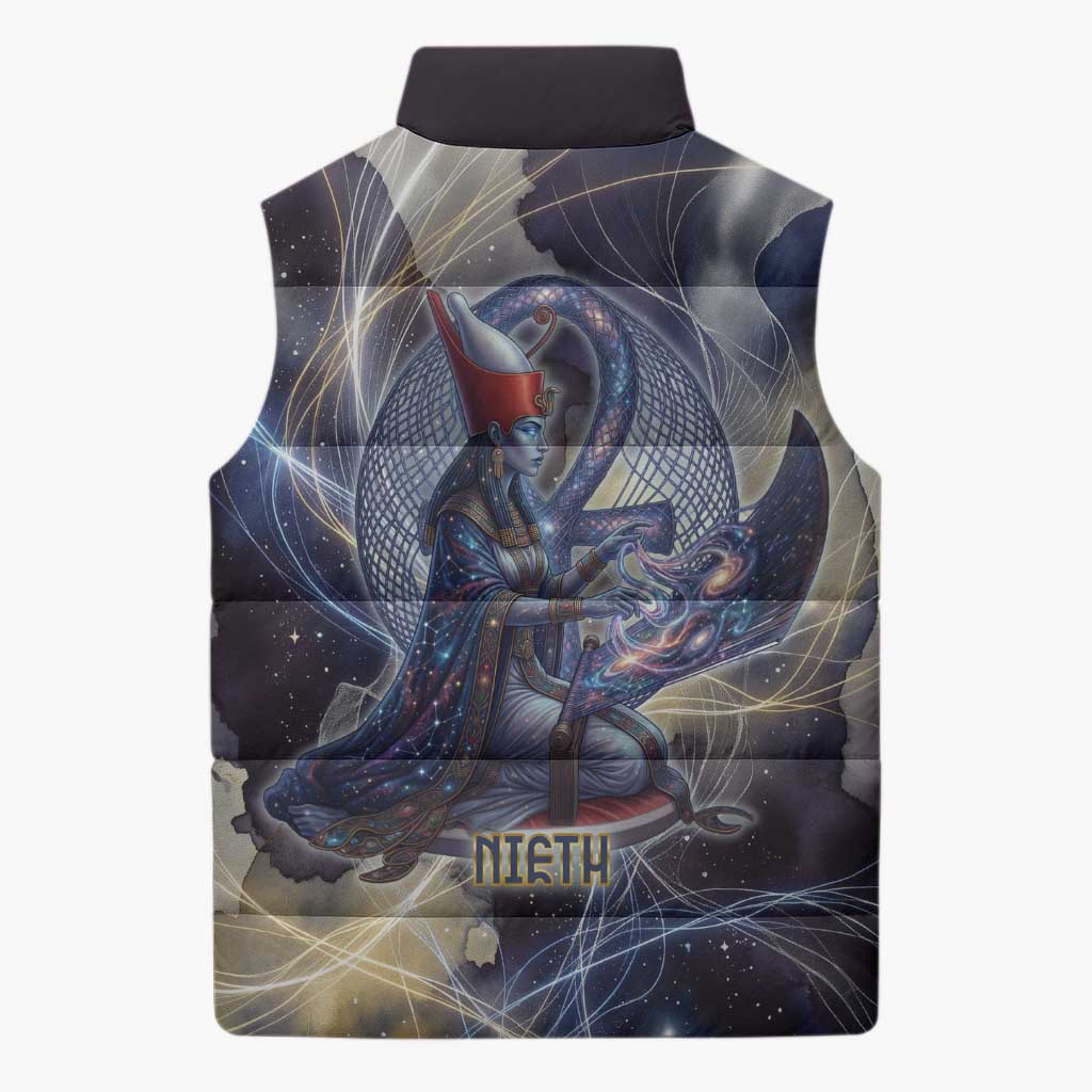 Neith Egyptian Sleeveless Puffer Jacket Goddess Mother of All Cosmic Threads