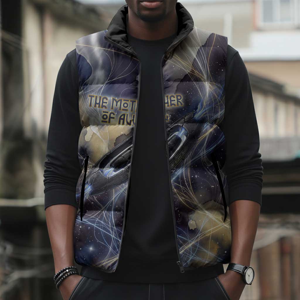 Neith Egyptian Sleeveless Puffer Jacket Goddess Mother of All Cosmic Threads