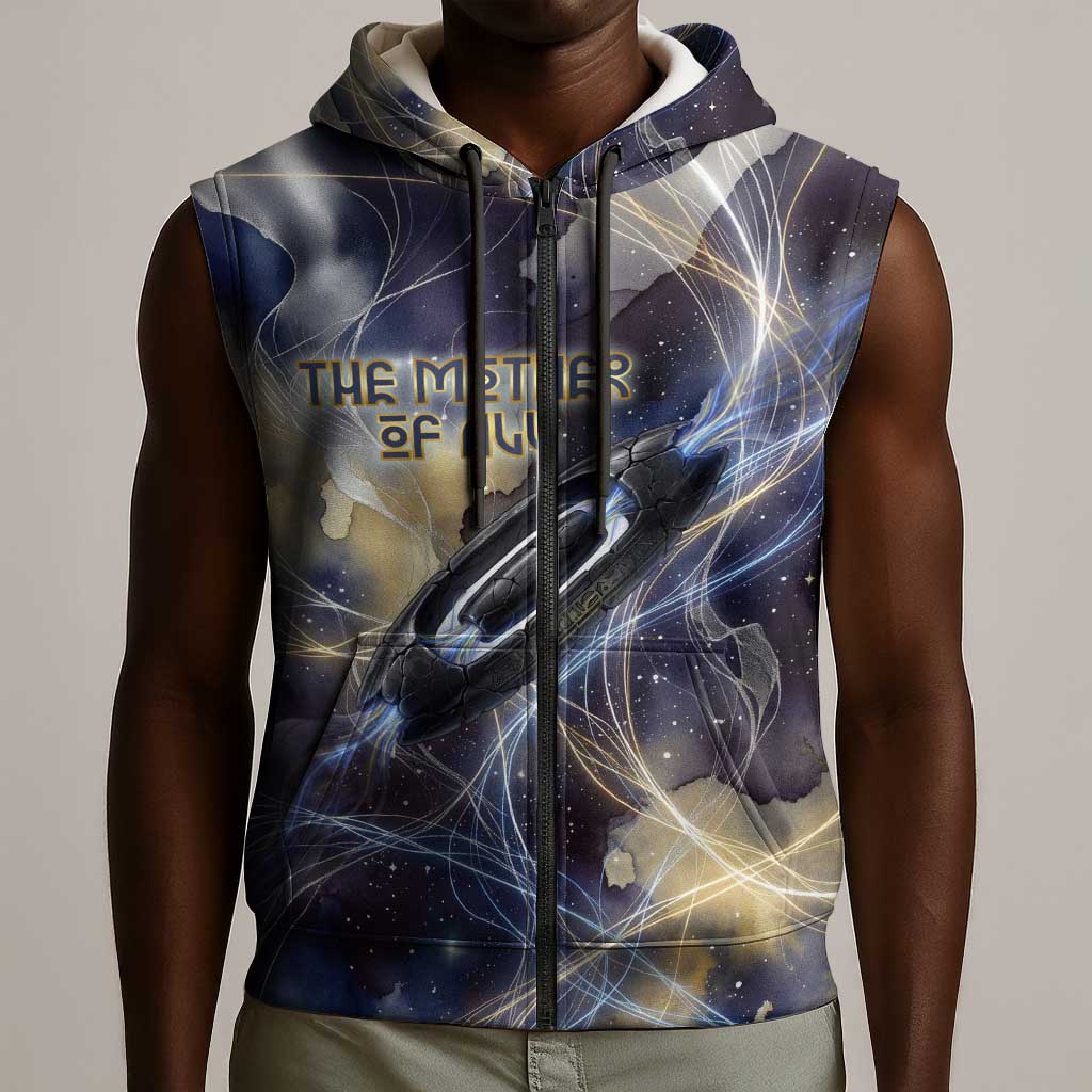 Neith Egyptian Sleeveless Zip Hoodie Goddess Mother of All Cosmic Threads