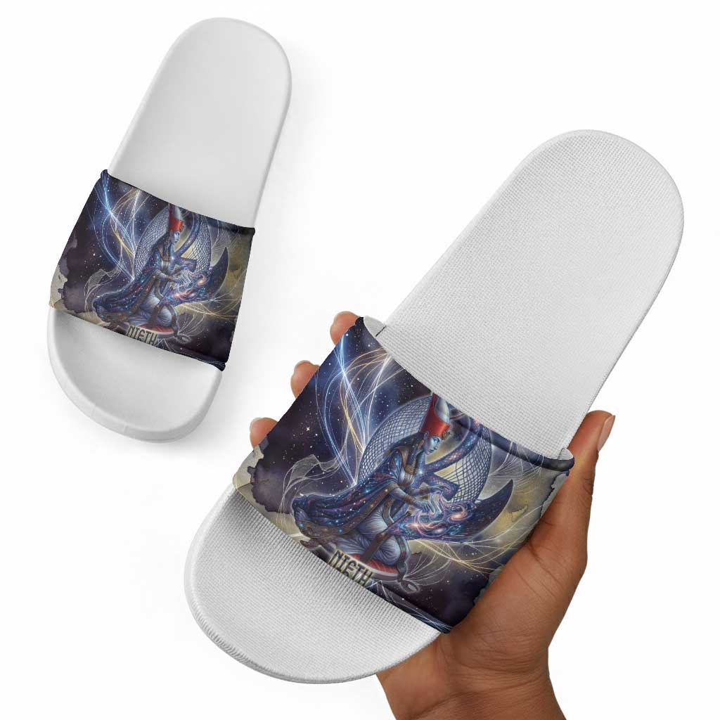 Neith Egyptian Slide Sandals Goddess Mother of All Cosmic Threads