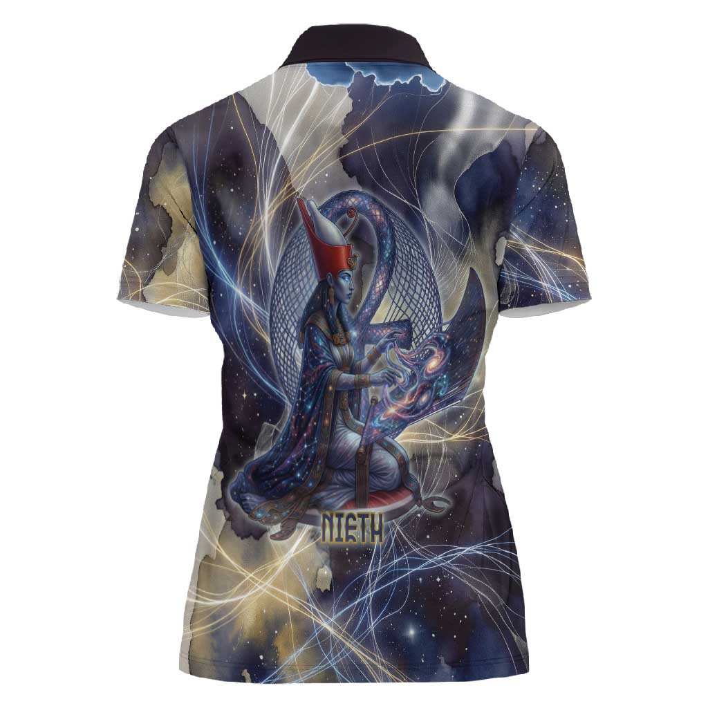 Neith Egyptian Women Polo Shirt Goddess Mother of All Cosmic Threads