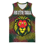 Togo Basketball Jersey Red Lion Head Design and Traditional African Pattern TS04