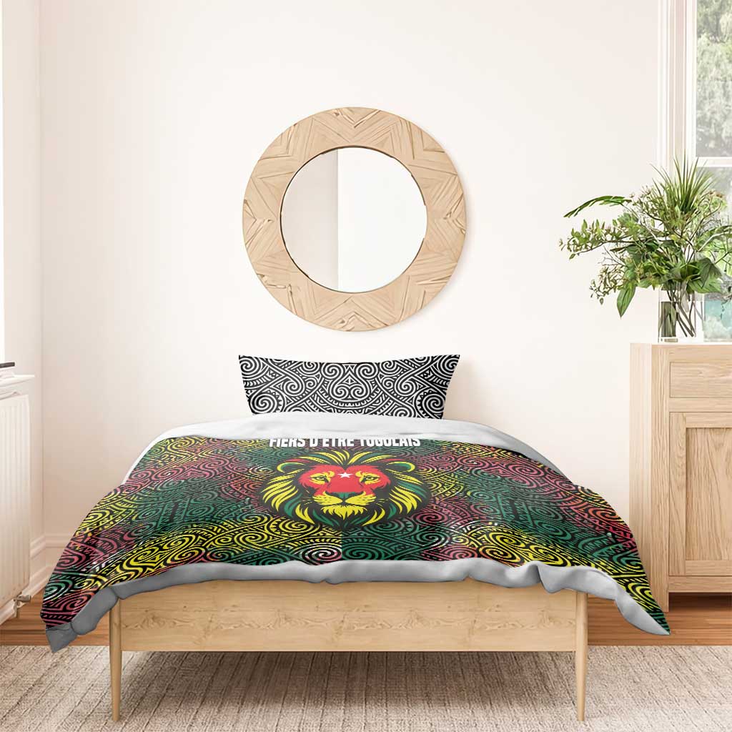 Togo Bedding Set Red Lion Head Design and Traditional African Pattern