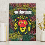 Togo Canvas Wall Art Red Lion Head Design and Traditional African Pattern