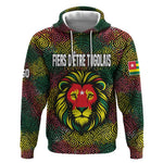 Togo Hoodie Red Lion Head Design and Traditional African Pattern