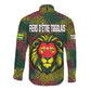 Togo Long Sleeve Button Shirt Red Lion Head Design and Traditional African Pattern