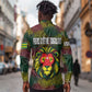 Togo Long Sleeve Button Shirt Red Lion Head Design and Traditional African Pattern