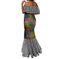 Togo Mermaid Dress Red Lion Head Design and Traditional African Pattern