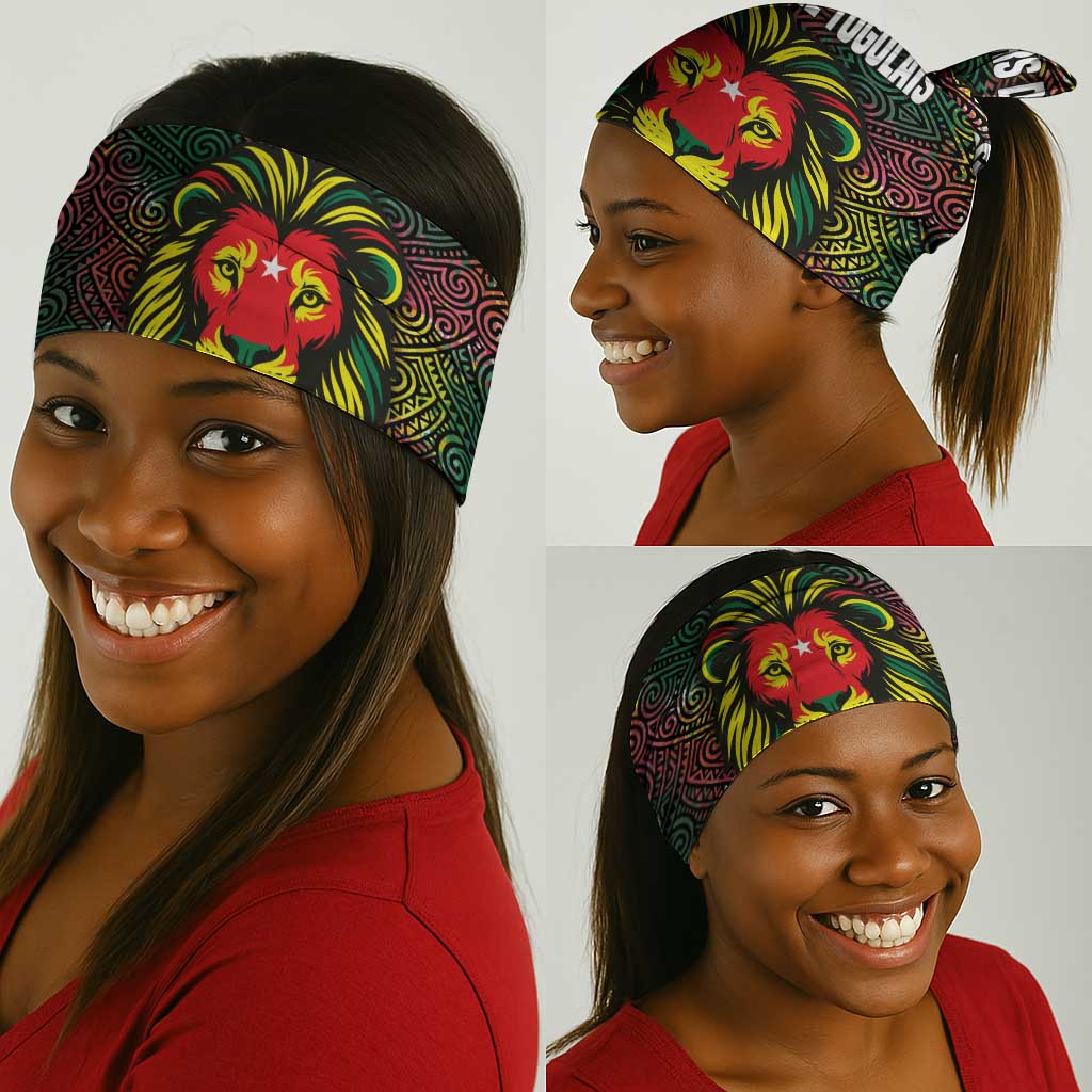 Togo Neck Gaiter Red Lion Head Design and Traditional African Pattern TS04