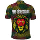 Togo Polo Shirt Red Lion Head Design and Traditional African Pattern