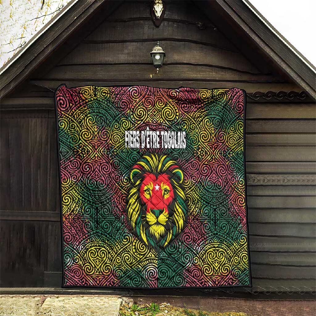 Togo Quilt Red Lion Head Design and Traditional African Pattern