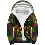Togo Sherpa Hoodie Red Lion Head Design and Traditional African Pattern