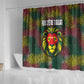 Togo Shower Curtain Red Lion Head Design and Traditional African Pattern