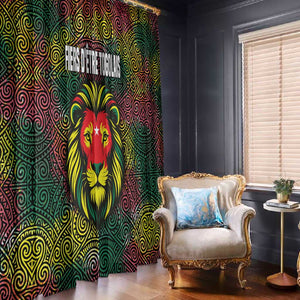 Togo Window Curtain Red Lion Head Design and Traditional African Pattern