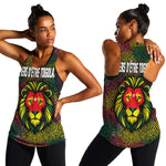 Togo Women Racerback Tank Red Lion Head Design and Traditional African Pattern