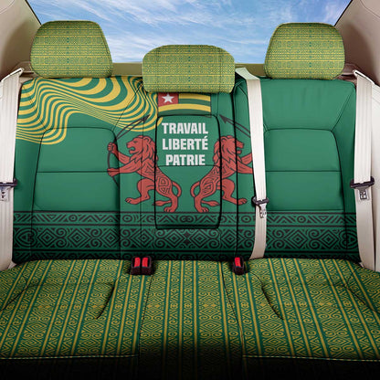 Togo Back Car Seat Cover - Red Twin Lions and Travail Liberté Patrie Slogan