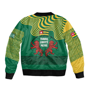 Togo Bomber Jacket - Red Twin Lions and Travail Liberté Patrie Slogan