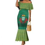 Togo Mermaid Dress - Red Twin Lions and Travail Liberté Patrie Slogan