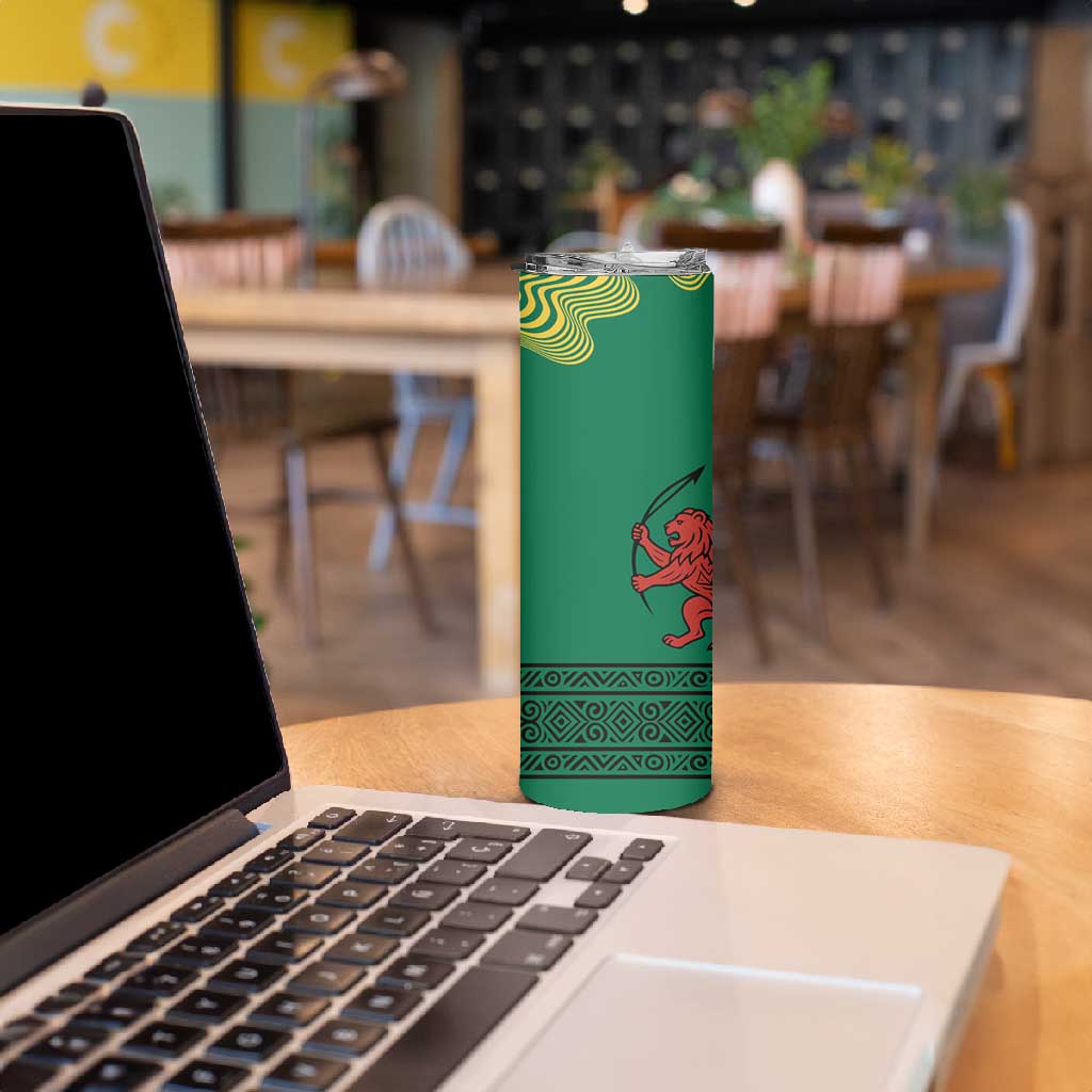 Togo Skinny Tumbler - Red Twin Lions and Travail Liberté Patrie Slogan