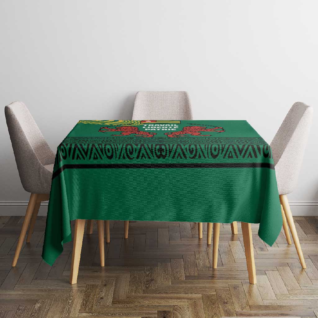 Togo Tablecloth - Red Twin Lions and Travail Liberté Patrie Slogan