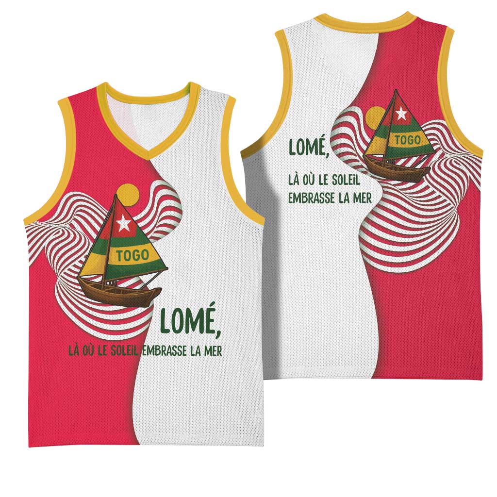 Lome Togo Basketball Jersey - Sailboat and Sunset Where the Sun Kisses the Sea TS04