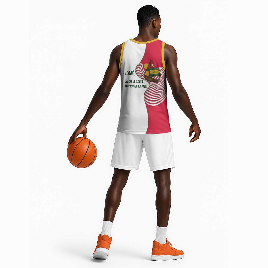 Lome Togo Basketball Jersey - Sailboat and Sunset Where the Sun Kisses the Sea TS04