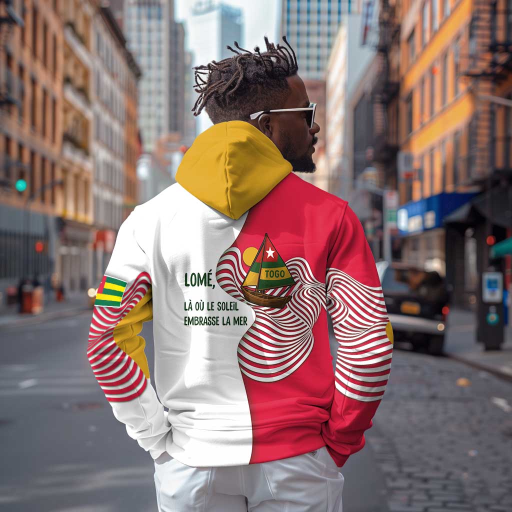 Lome Togo Hoodie - Sailboat and Sunset – Where the Sun Kisses the Sea