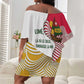 Lome Togo Off Shoulder Short Dress - Sailboat and Sunset – Where the Sun Kisses the Sea